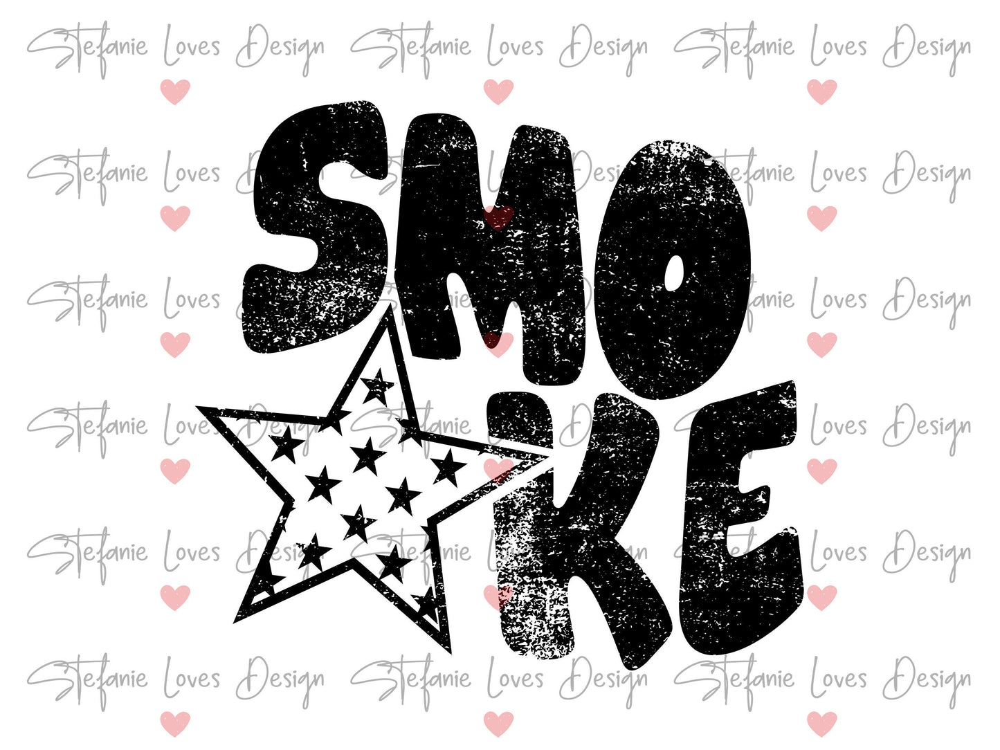 SMOKE Distressed Star PNG, Smoke png, Retro Wavy Letter Digital Design