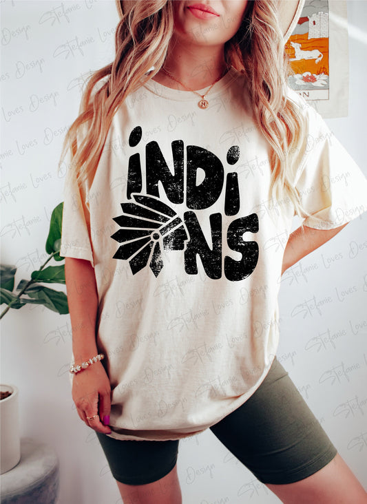 INDIANS Stacked Retro Digital Design