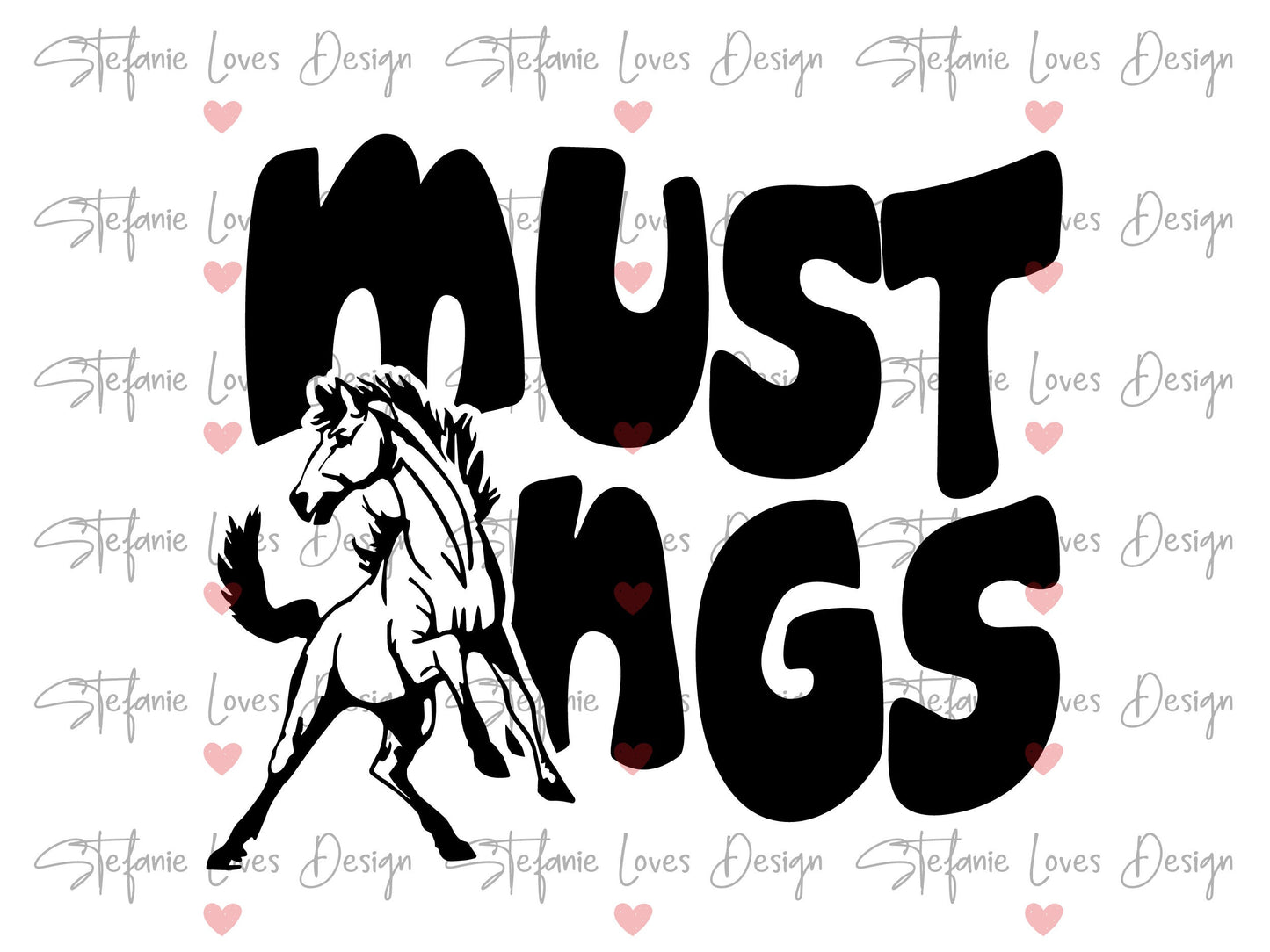 Mustangs SVG, Mustangs Mascot, Retro Wavy Letter Digital Design