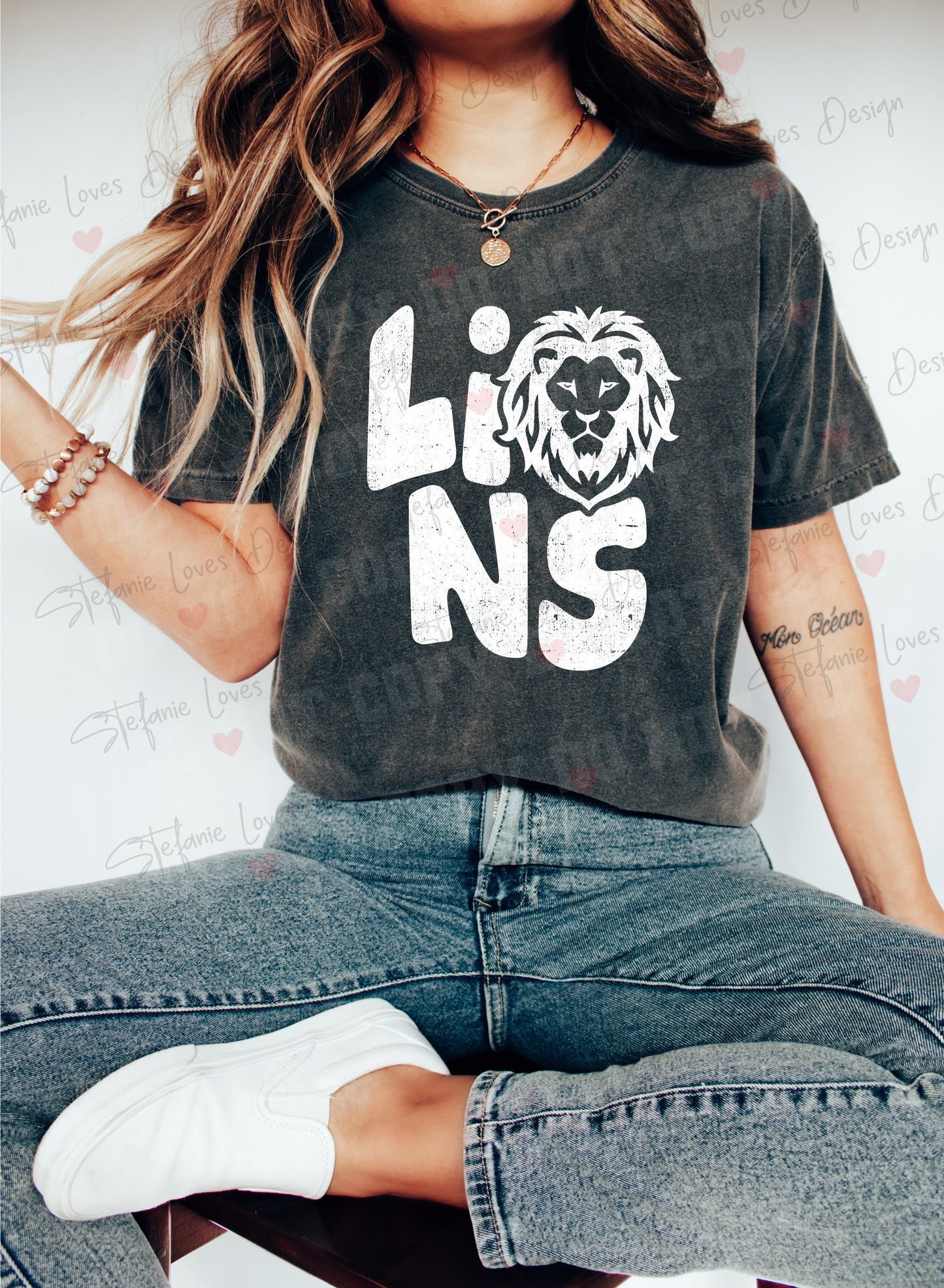 Lions stacked Lion Distressed png, Distressed Lions Mascot png, Digital Design