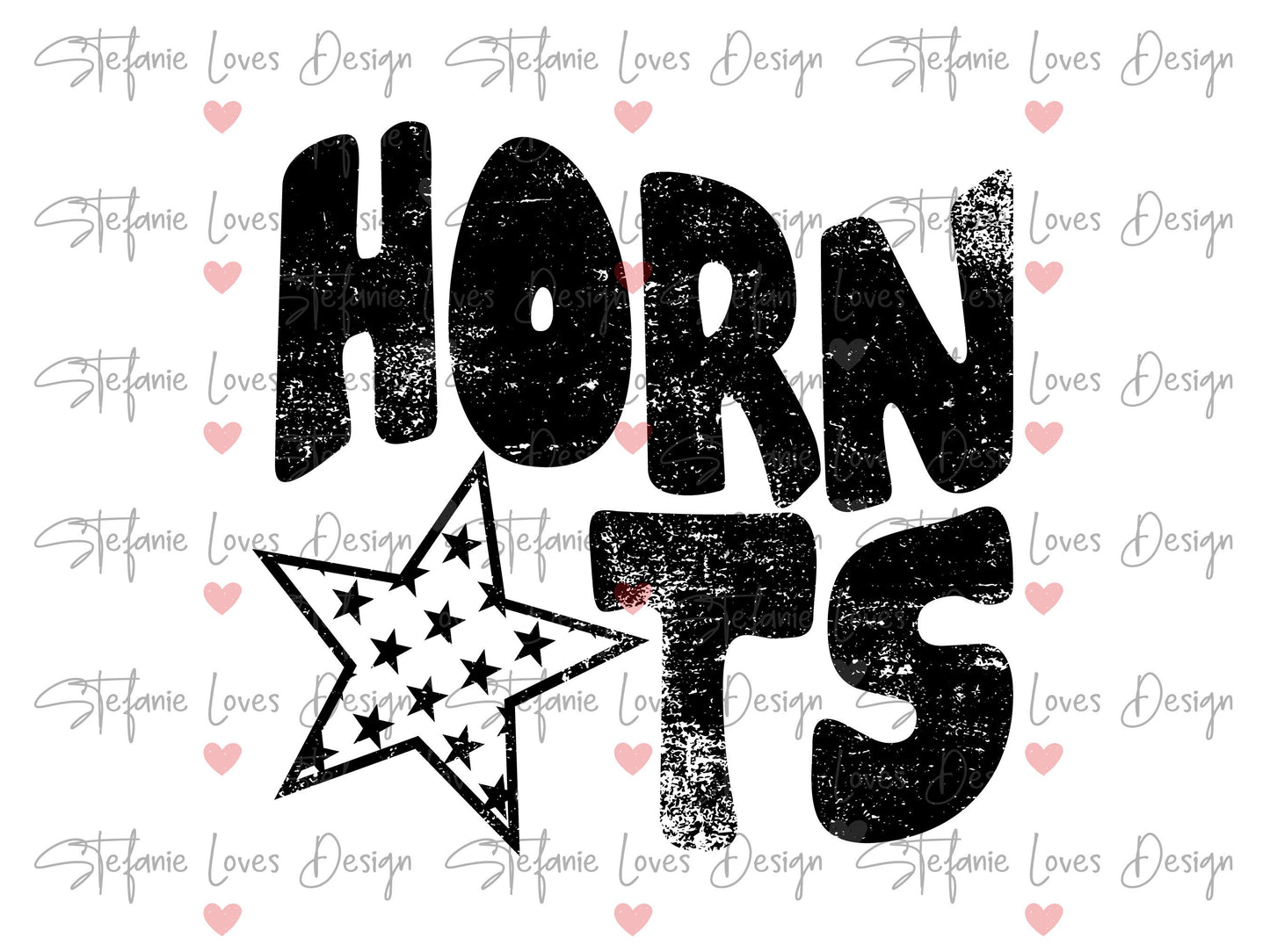 Hornets Star Distressed PNG, Digital Design
