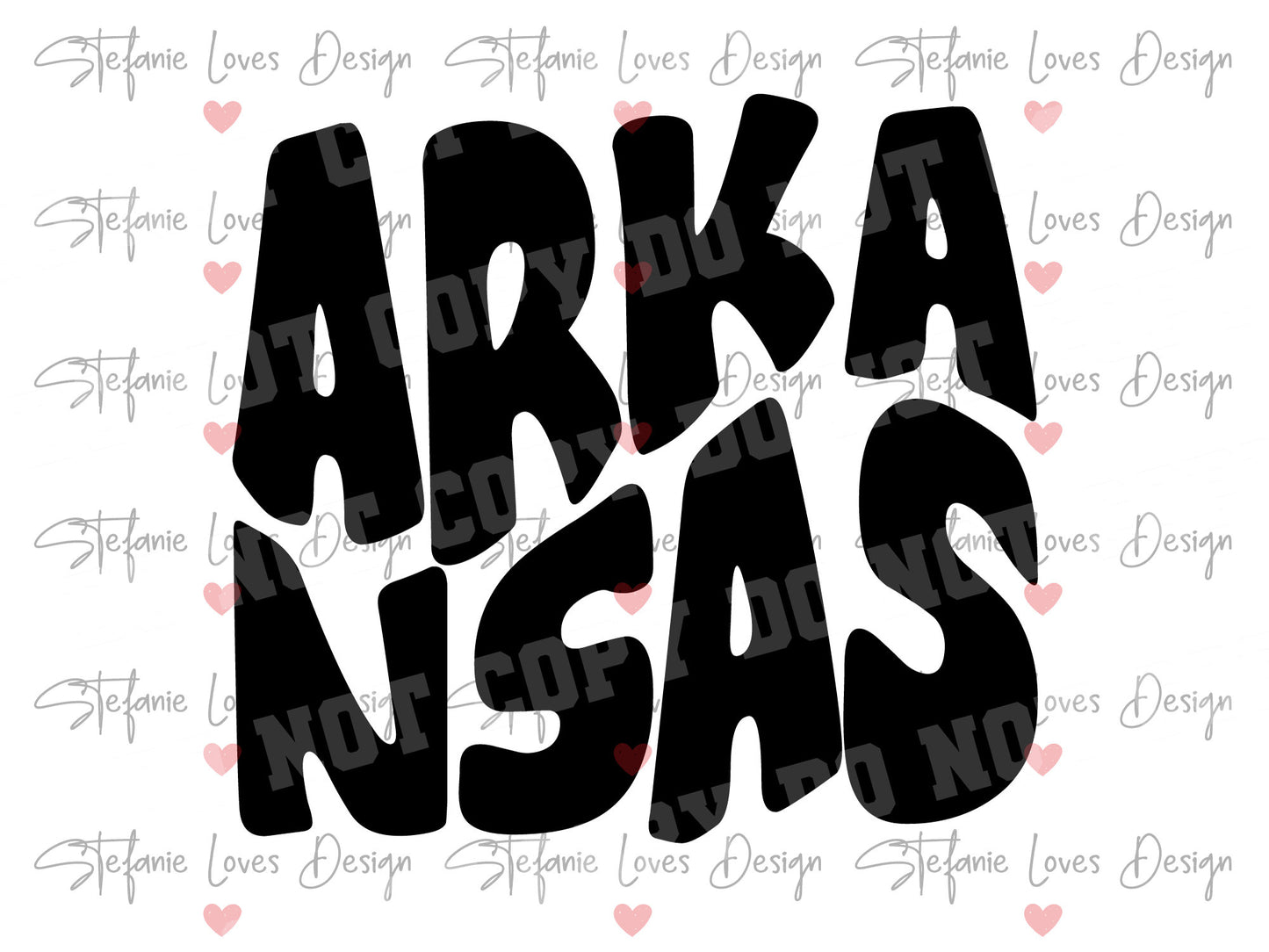Arkansas Retro Wavy Letter Digital Design
