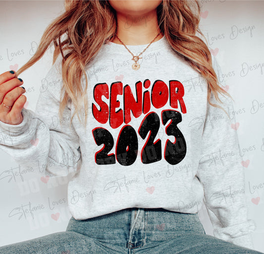 Senior 2023 Distressed png and svg, Distressed Senior png, 2023 Graduate, Digital Design, Graduation, Red and Black