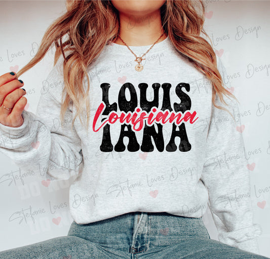 Louisiana Stacked Script Digital Design