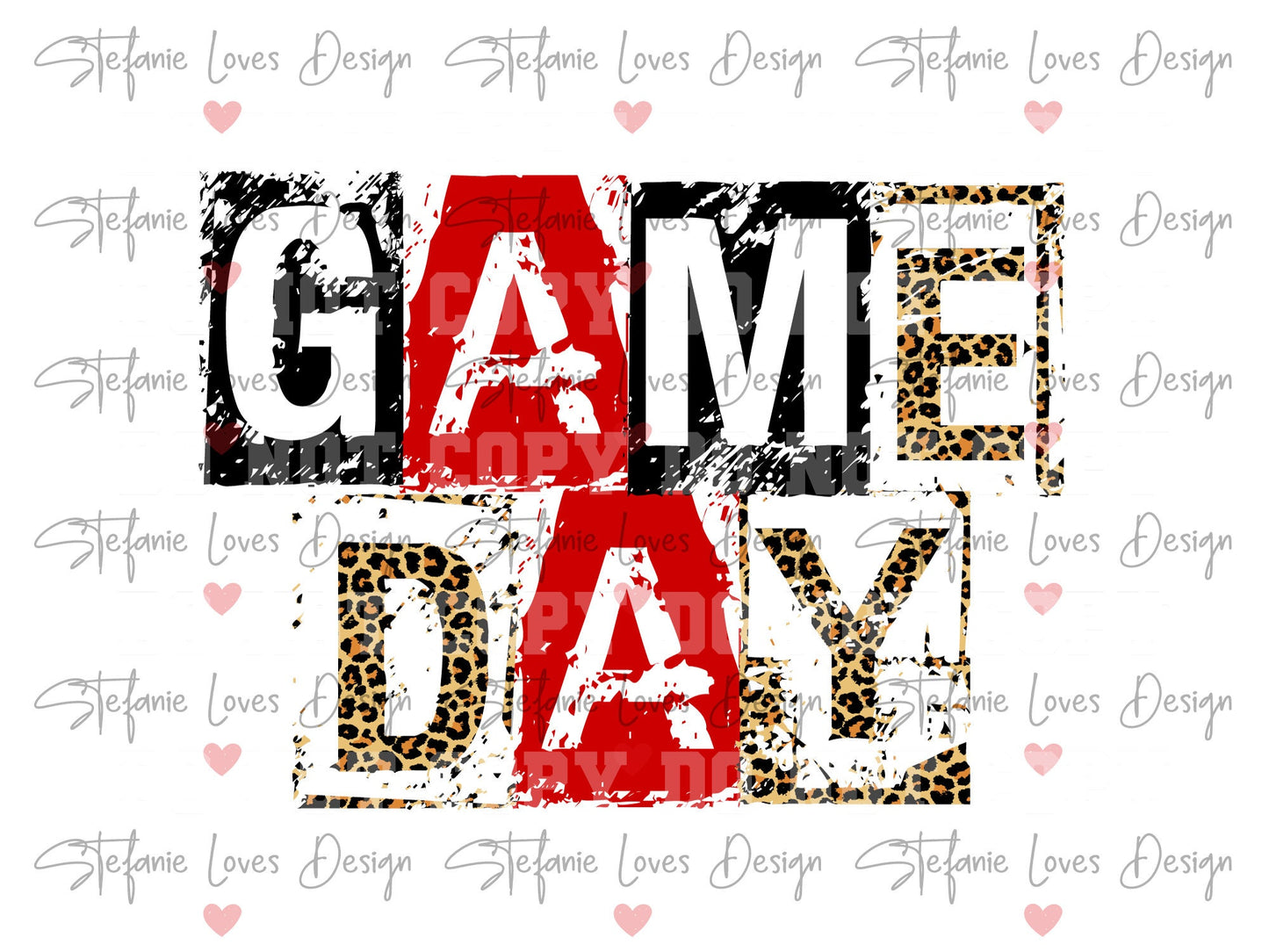 Game Day Leopard Anarchy Distressed Digital Design