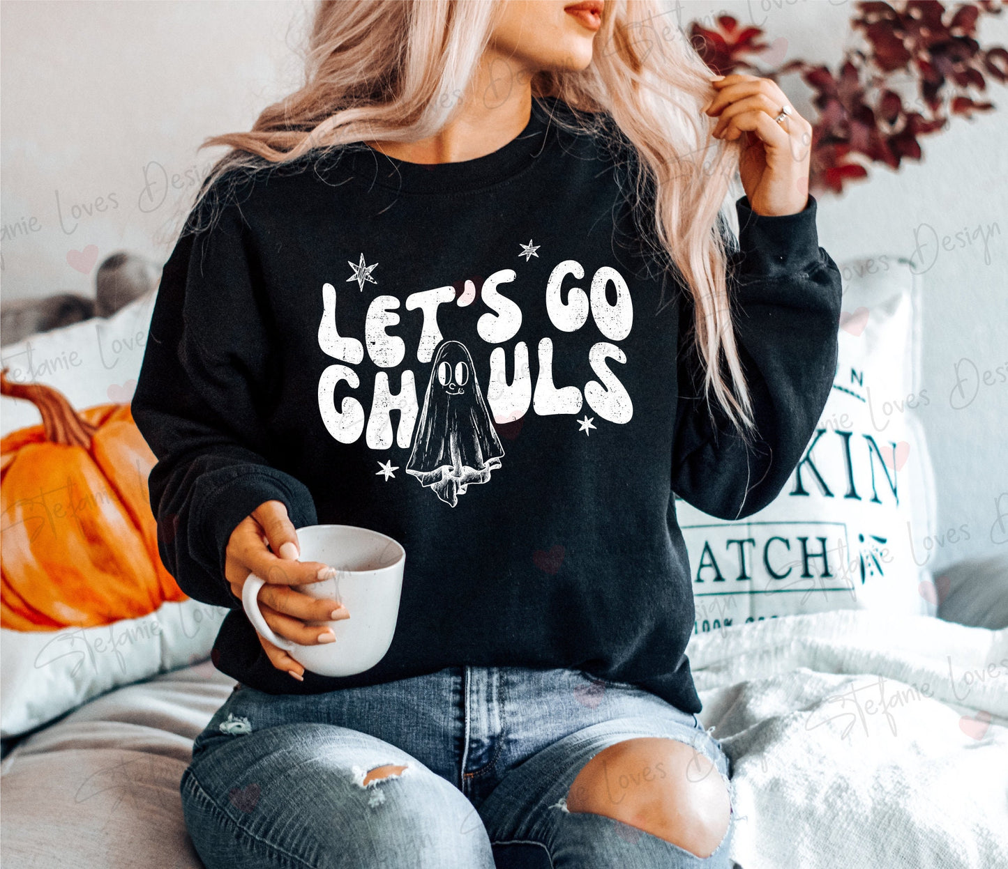 Let's Go Ghouls Distressed Digital Design, Halloween, Fall, PNG, Digital Download