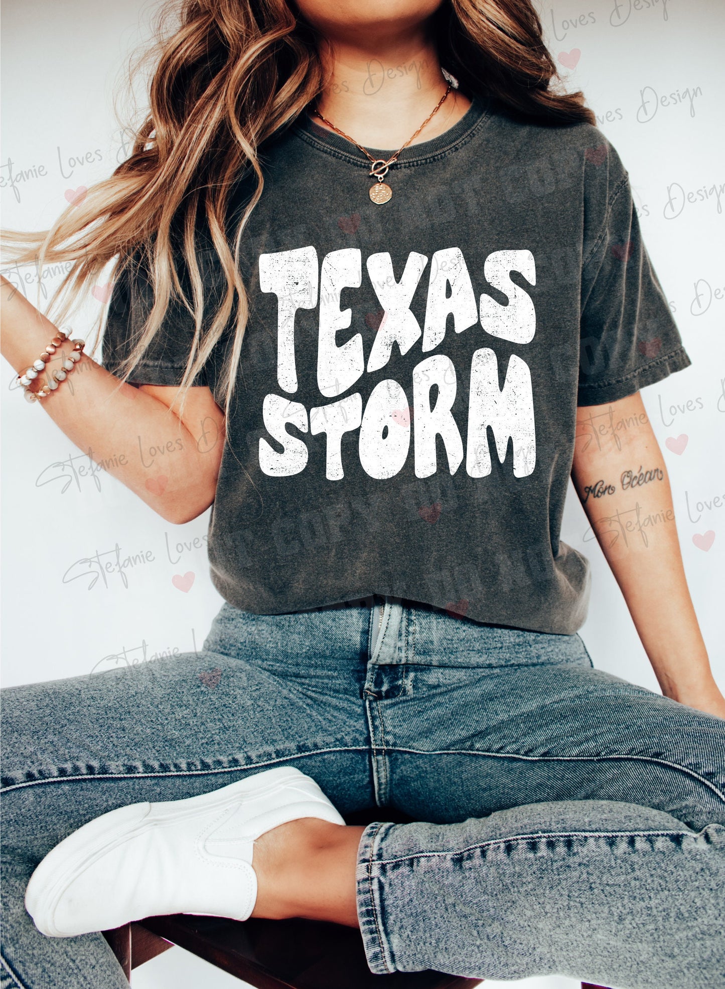 Texas Storm Distressed stacked Digital Design