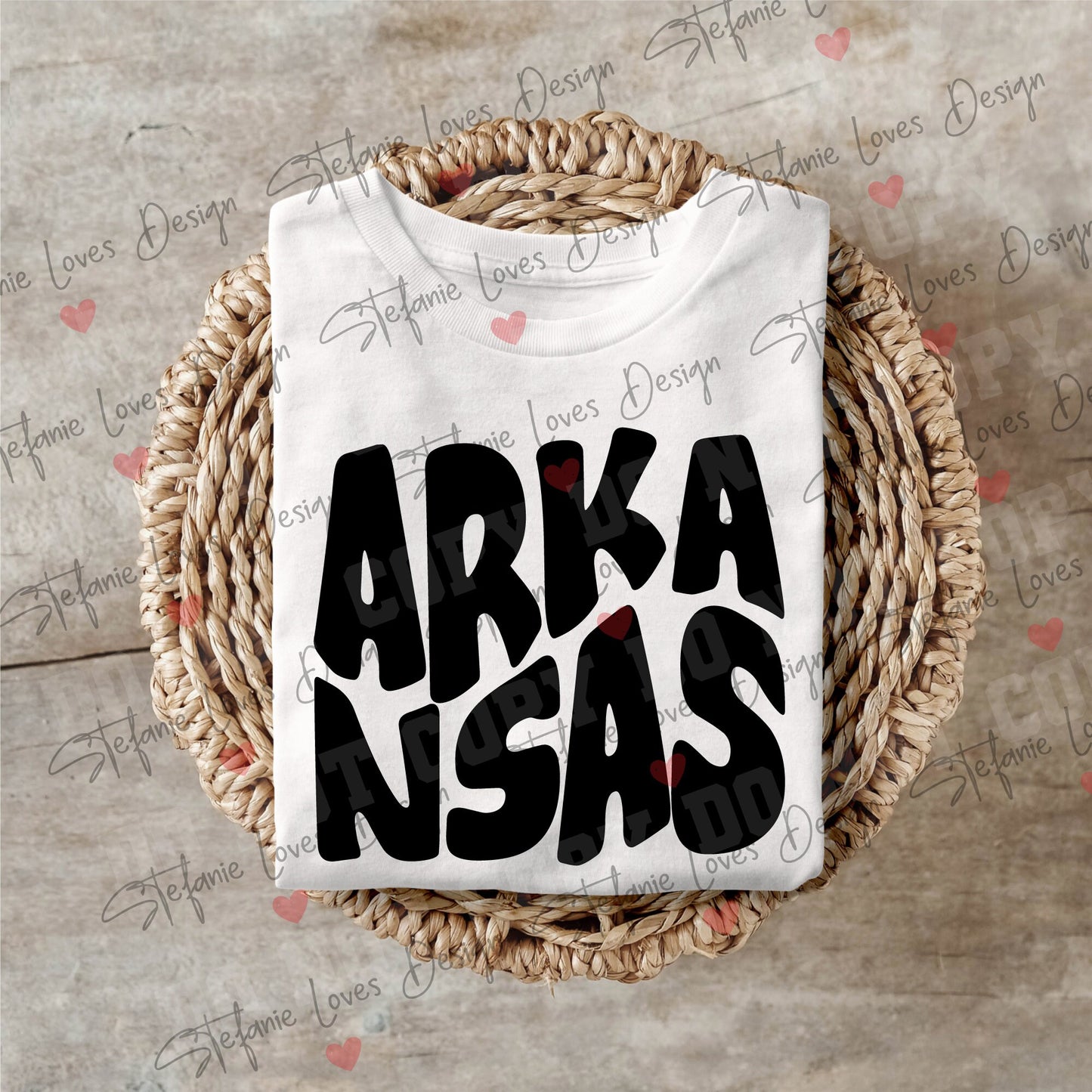 Arkansas Retro Wavy Letter Digital Design