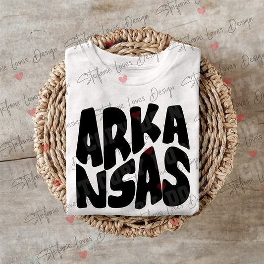 Arkansas Retro Wavy Letter Digital Design