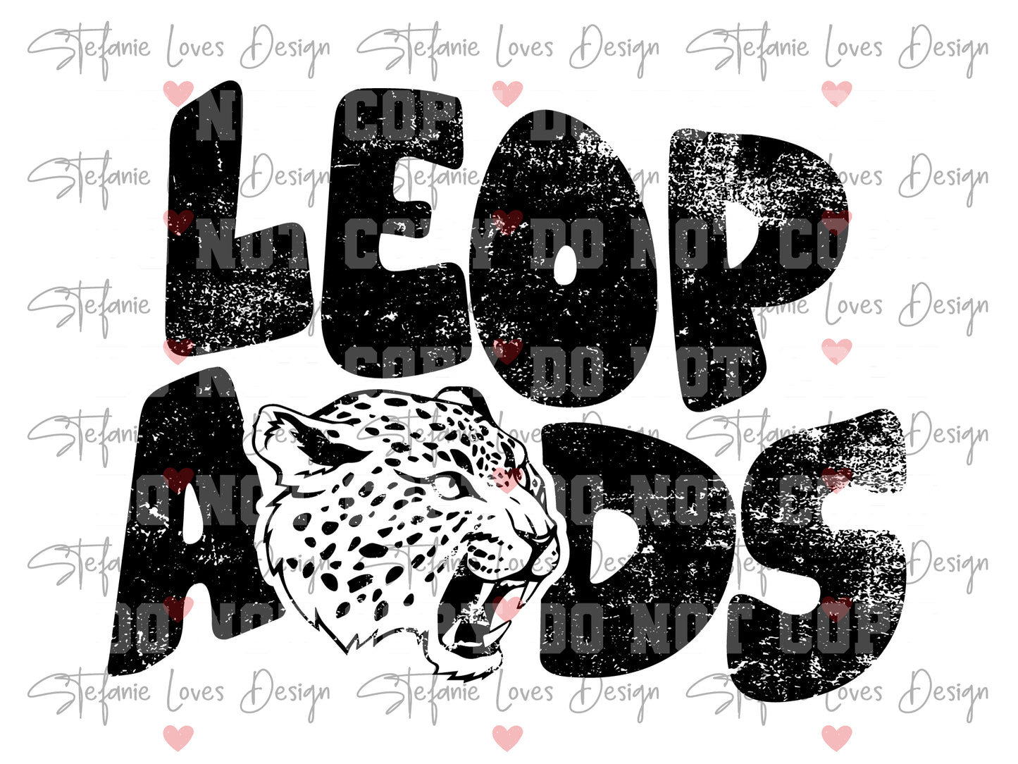 Leopards Stacked Leopard Distressed Mascot Digital Design