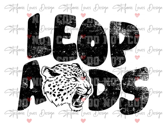 Leopards Stacked Leopard Distressed Mascot Digital Design