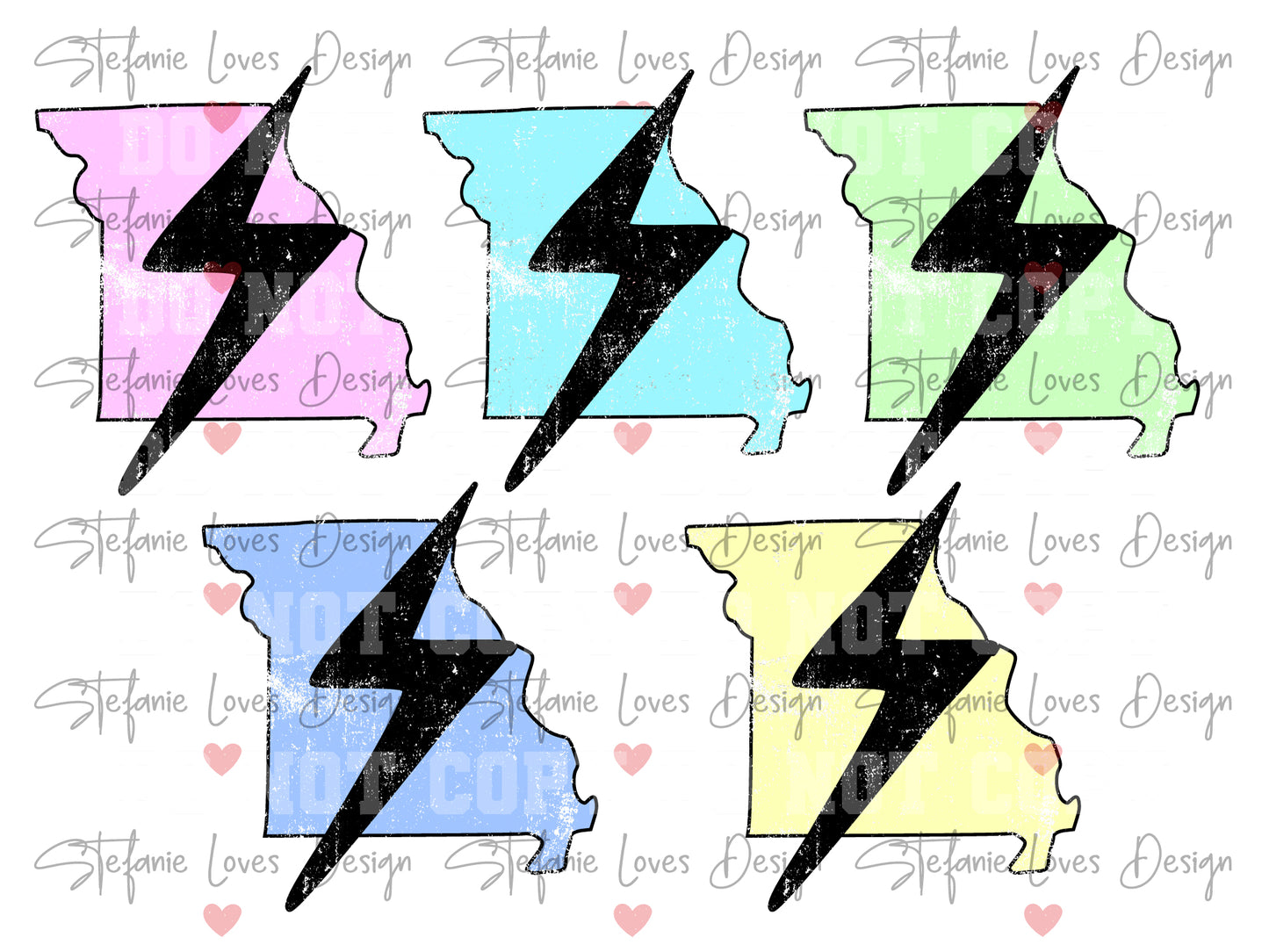 Missouri Bolt Grunge Pastel Colors Digital Design