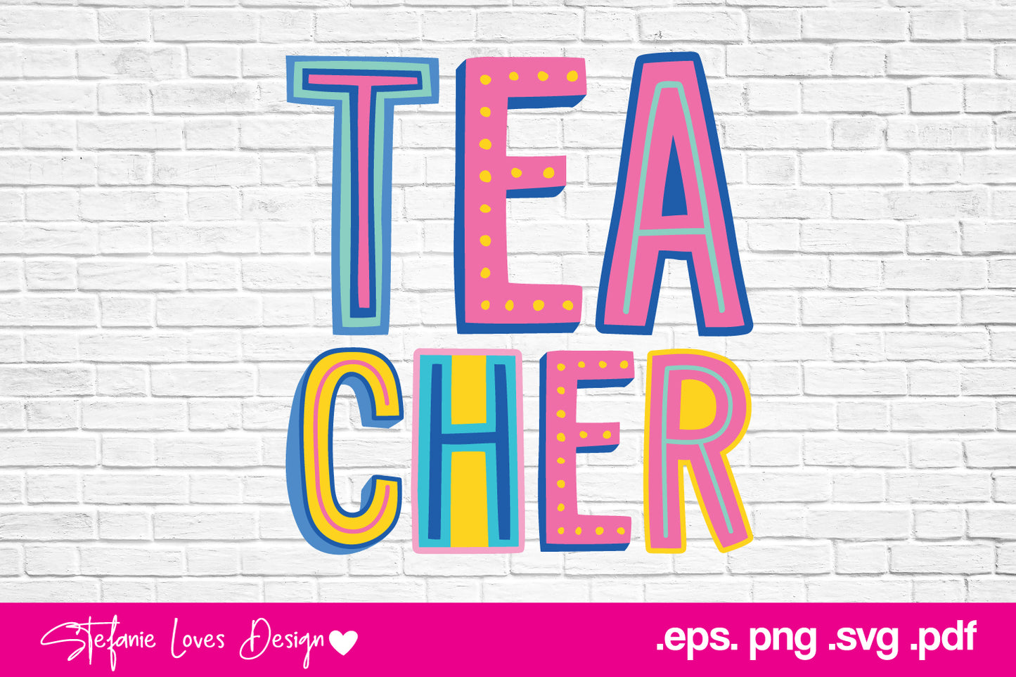 Teacher Cute Font Digital Design